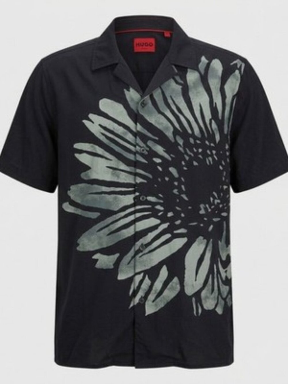 HUGO Boss Mens Black Daisy Floral Short Sleeve Button Shirt Size S NWT